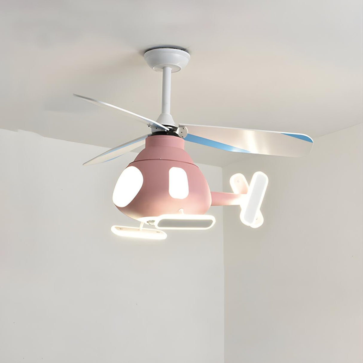 Kids Room Cute Helicopter LED Ceiling Fan with Light Image - 7