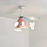 Kids Room Cute Helicopter LED Ceiling Fan with Light Image - 7