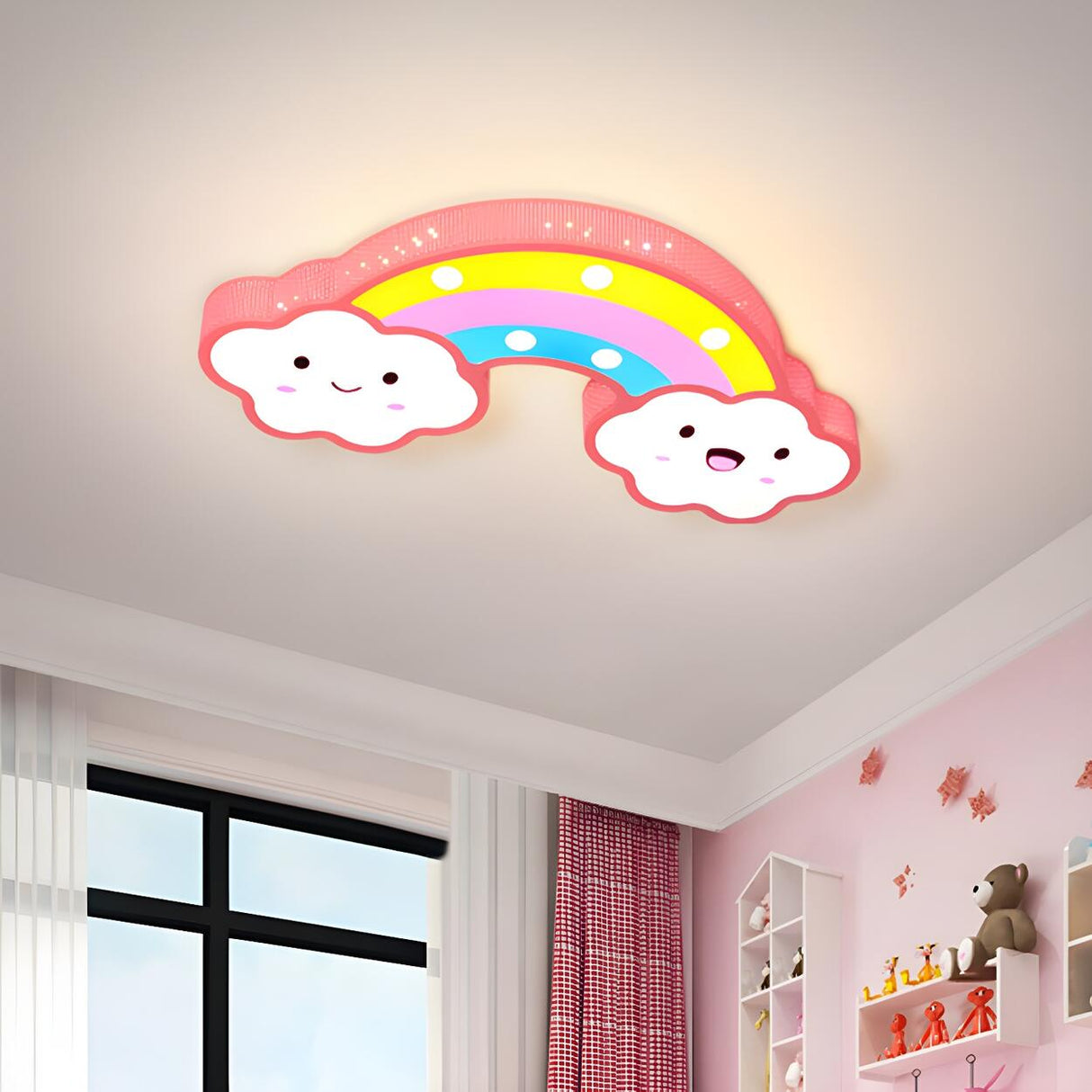 Kids Room Cute Rainbow Cloud LED Flush Mount Light Image - 1