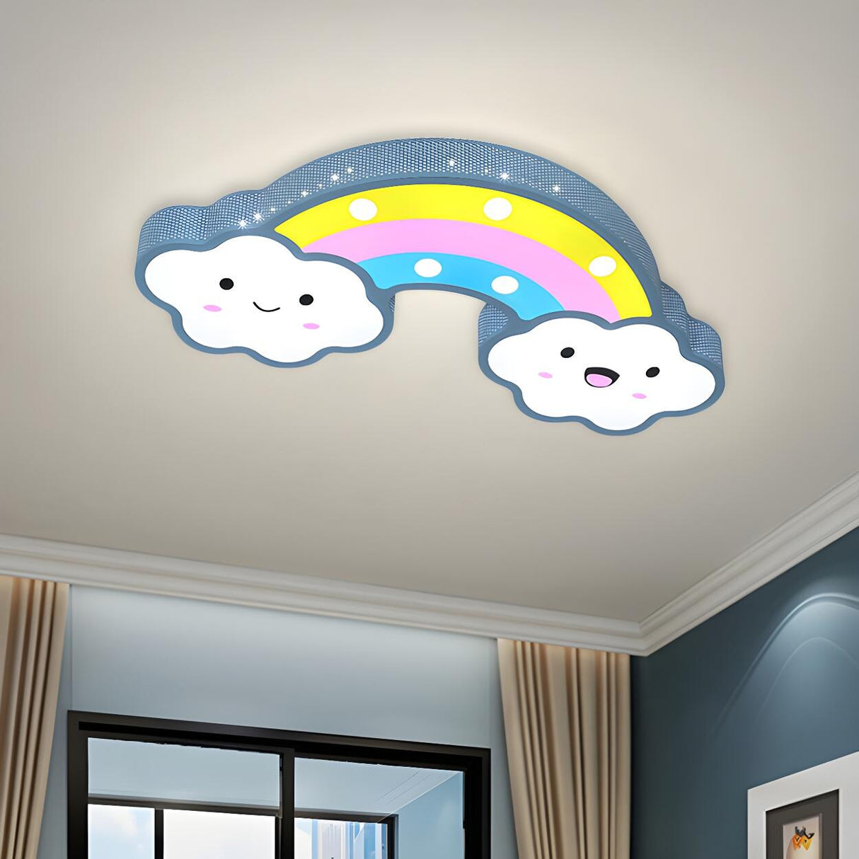 Kids Room Cute Rainbow Cloud LED Flush Mount Light Image - 5