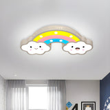 Kids Room Cute Rainbow Cloud LED Flush Mount Light Image - 9