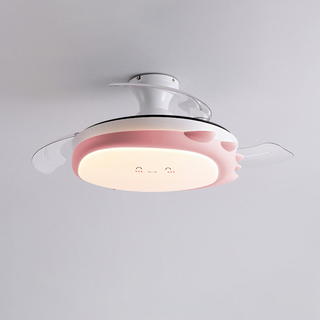 Kids Room Cute Round 3 Blade Ceiling Fan with LED Light Image - 13