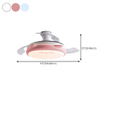 Kids Room Cute Round 3 Blade Ceiling Fan with LED Light #size