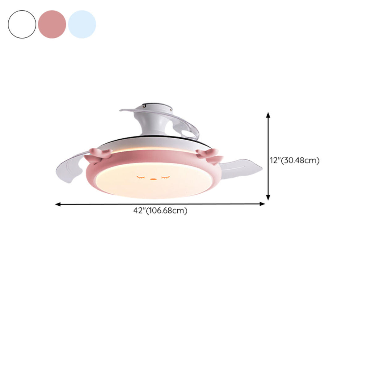 Kids Room Cute Round 3 Blade Ceiling Fan with LED Light Image - 21