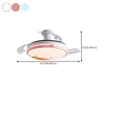 Kids Room Cute Round 3 Blade Ceiling Fan with LED Light Image - 23