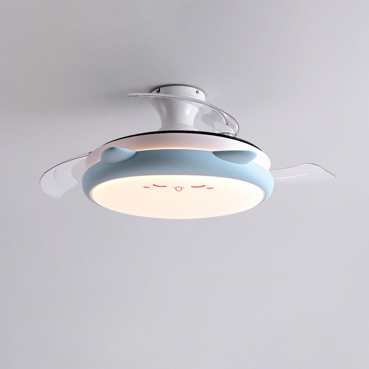 Kids Room Cute Round 3 Blade Ceiling Fan with LED Light Image - 4