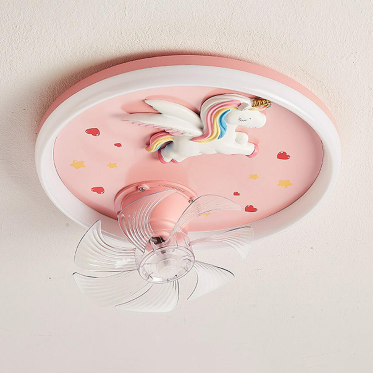 Kids Room Cute Unicorn Round Ceiling Fan with LED Light Image - 12