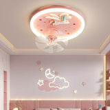 Kids Room Cute Unicorn Round Ceiling Fan with LED Light Image - 4