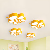 Kids Room Cute Yellow Bee LED Flush Mount Ceiling Light Image - 1