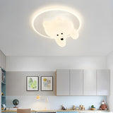 Kids Room Cutey White Bear LED Flush Mount Ceiling Lamp Image - 1