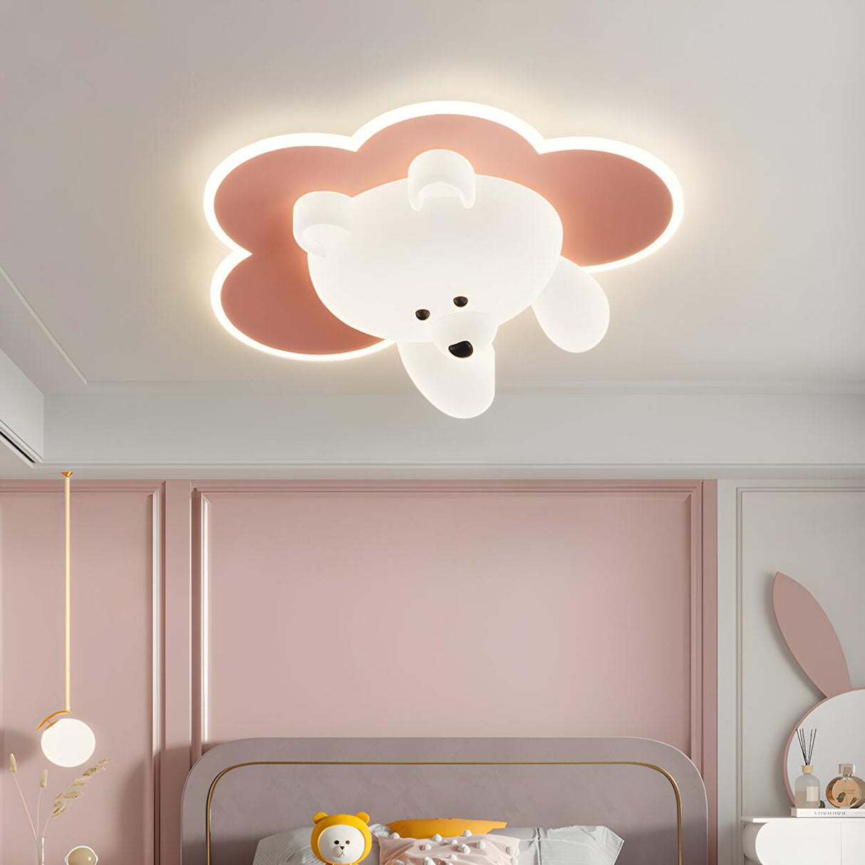 Kids Room Cutey White Bear LED Flush Mount Ceiling Lamp Image - 10