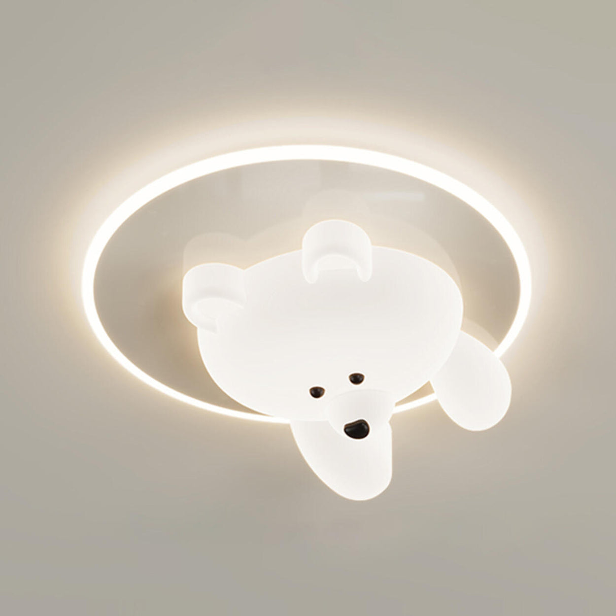 Kids Room Cutey White Bear LED Flush Mount Ceiling Lamp Image - 12