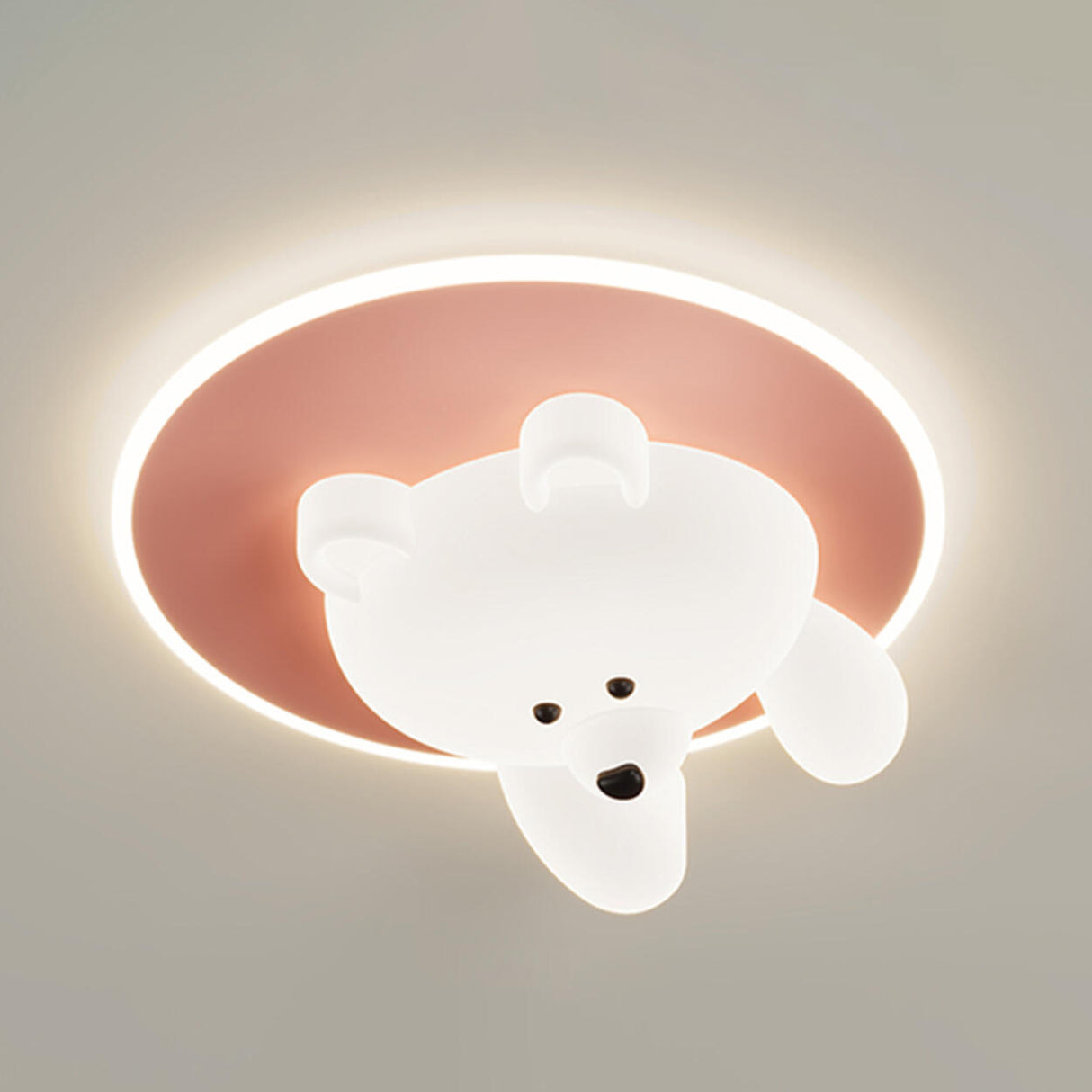 Kids Room Cutey White Bear LED Flush Mount Ceiling Lamp Image - 13