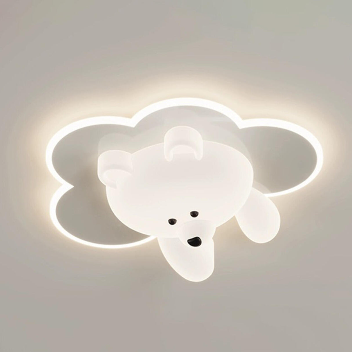 Kids Room Cutey White Bear LED Flush Mount Ceiling Lamp Image - 15