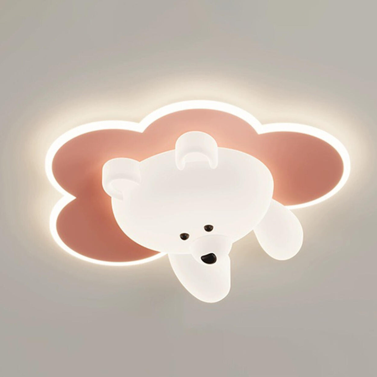 Kids Room Cutey White Bear LED Flush Mount Ceiling Lamp Image - 16