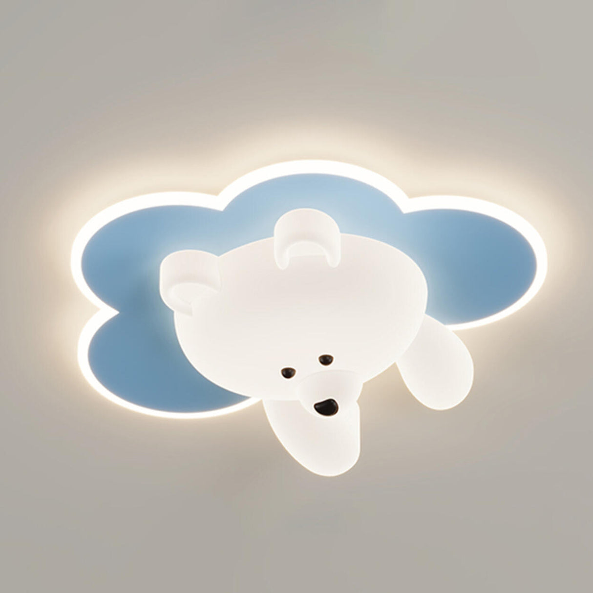 Kids Room Cutey White Bear LED Flush Mount Ceiling Lamp Image - 17