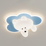 Kids Room Cutey White Bear LED Flush Mount Ceiling Lamp Image - 17