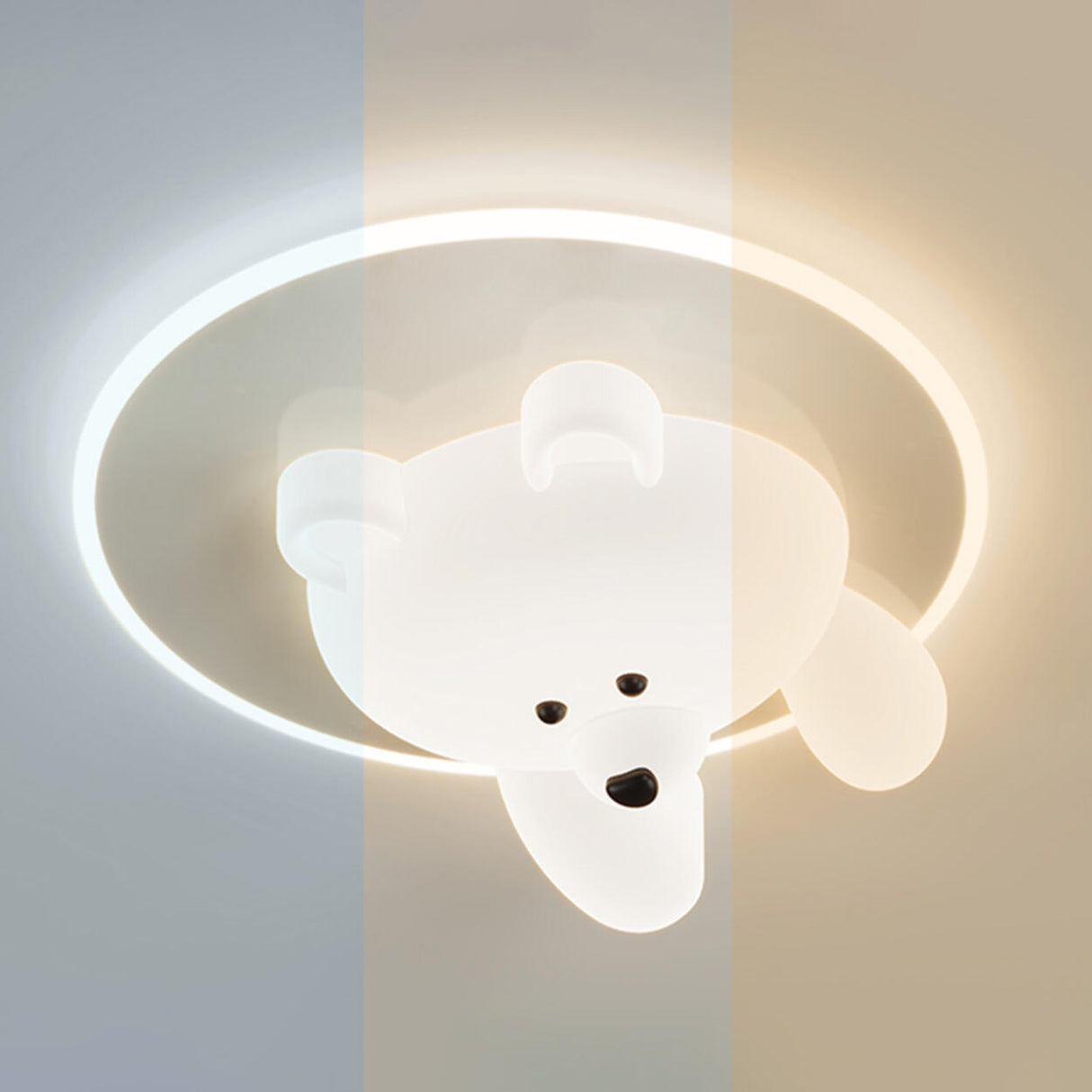 Kids Room Cutey White Bear LED Flush Mount Ceiling Lamp Image - 18