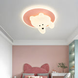 Kids Room Cutey White Bear LED Flush Mount Ceiling Lamp Image - 3