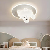 Kids Room Cutey White Bear LED Flush Mount Ceiling Lamp Image - 5