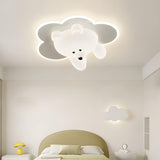 Kids Room Cutey White Bear LED Flush Mount Ceiling Lamp Image - 7