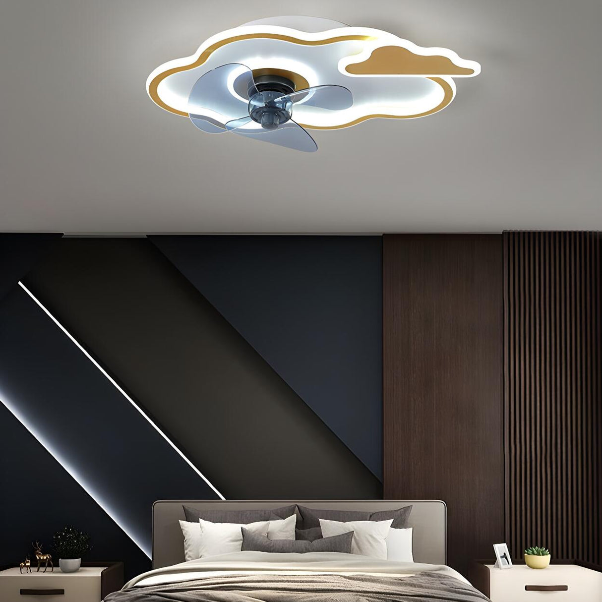 Kids Room Elegant Cloud LED Ceiling Fan with Light Image - 15