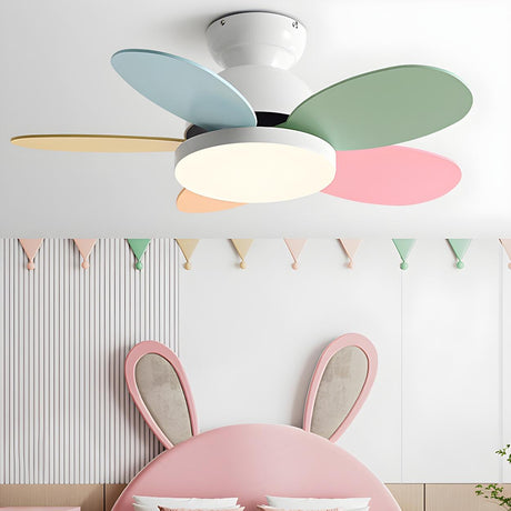 Kids Room Elegant Colorful 5-Blade Ceiling Fan Light Image - 1