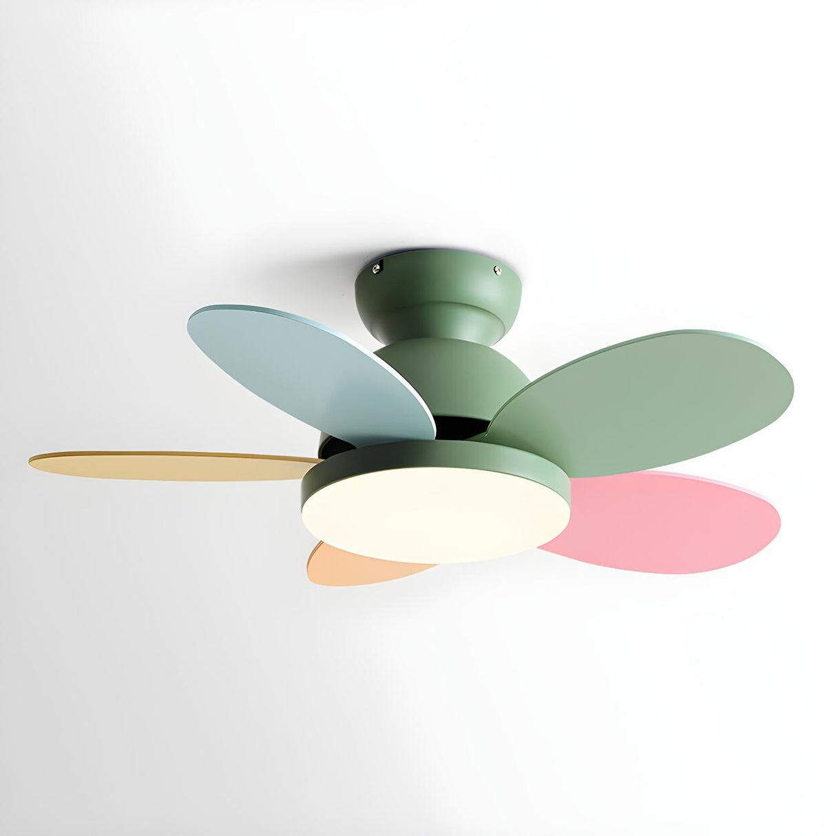 Kids Room Elegant Colorful 5-Blade Ceiling Fan Light Image - 10