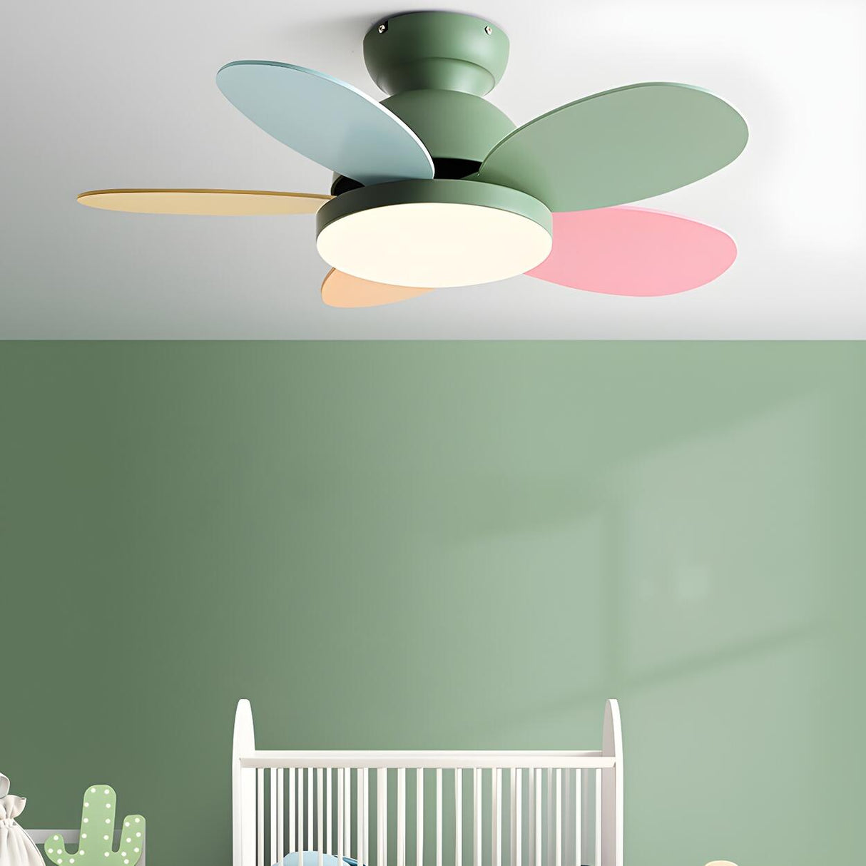 Kids Room Elegant Colorful 5-Blade Ceiling Fan Light Image - 14