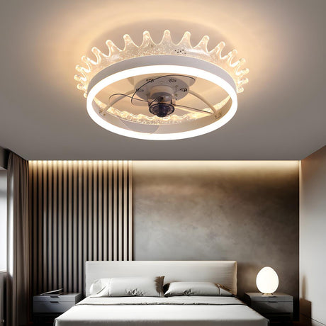 Kids Room Elegant Crown Round Ceiling Fan with Light Image - 2