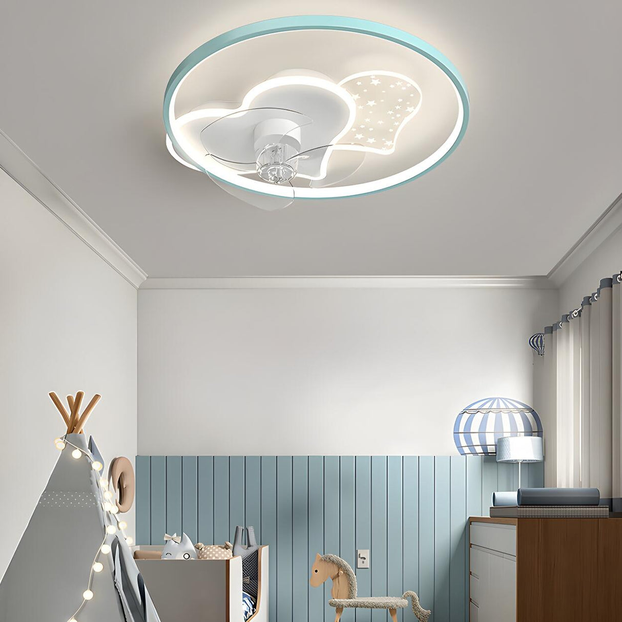 Kids Room Elegant Heart Ring Ceiling Fan with Light Image - 12