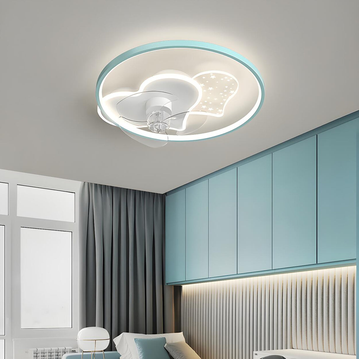 Kids Room Elegant Heart Ring Ceiling Fan with Light Image - 3