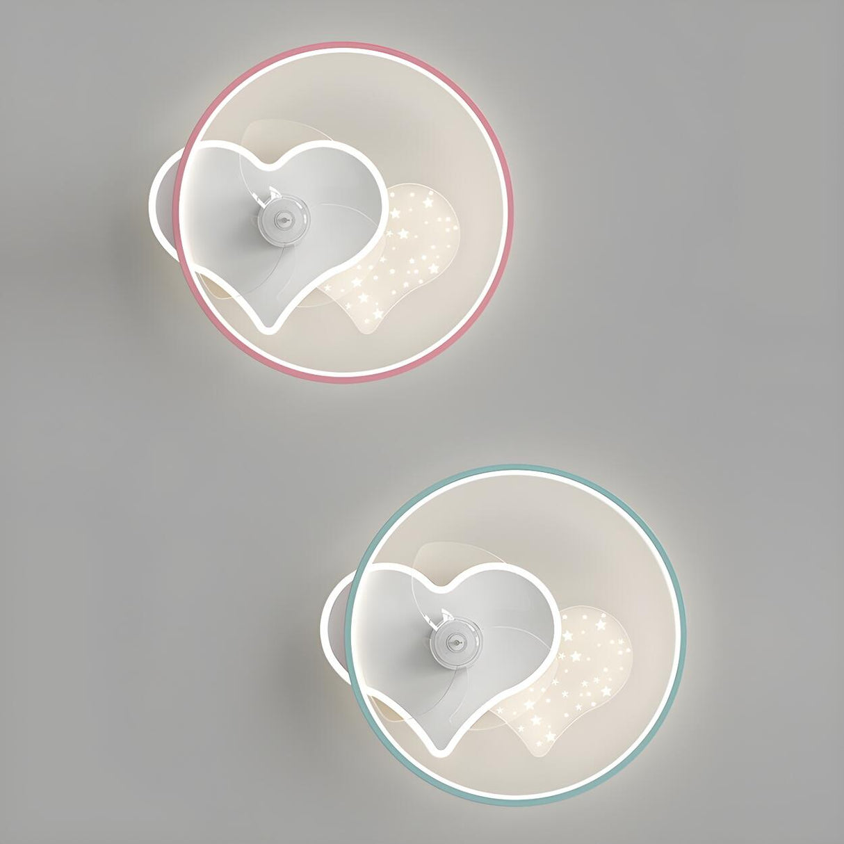 Kids Room Elegant Heart Ring Ceiling Fan with Light Image - 8