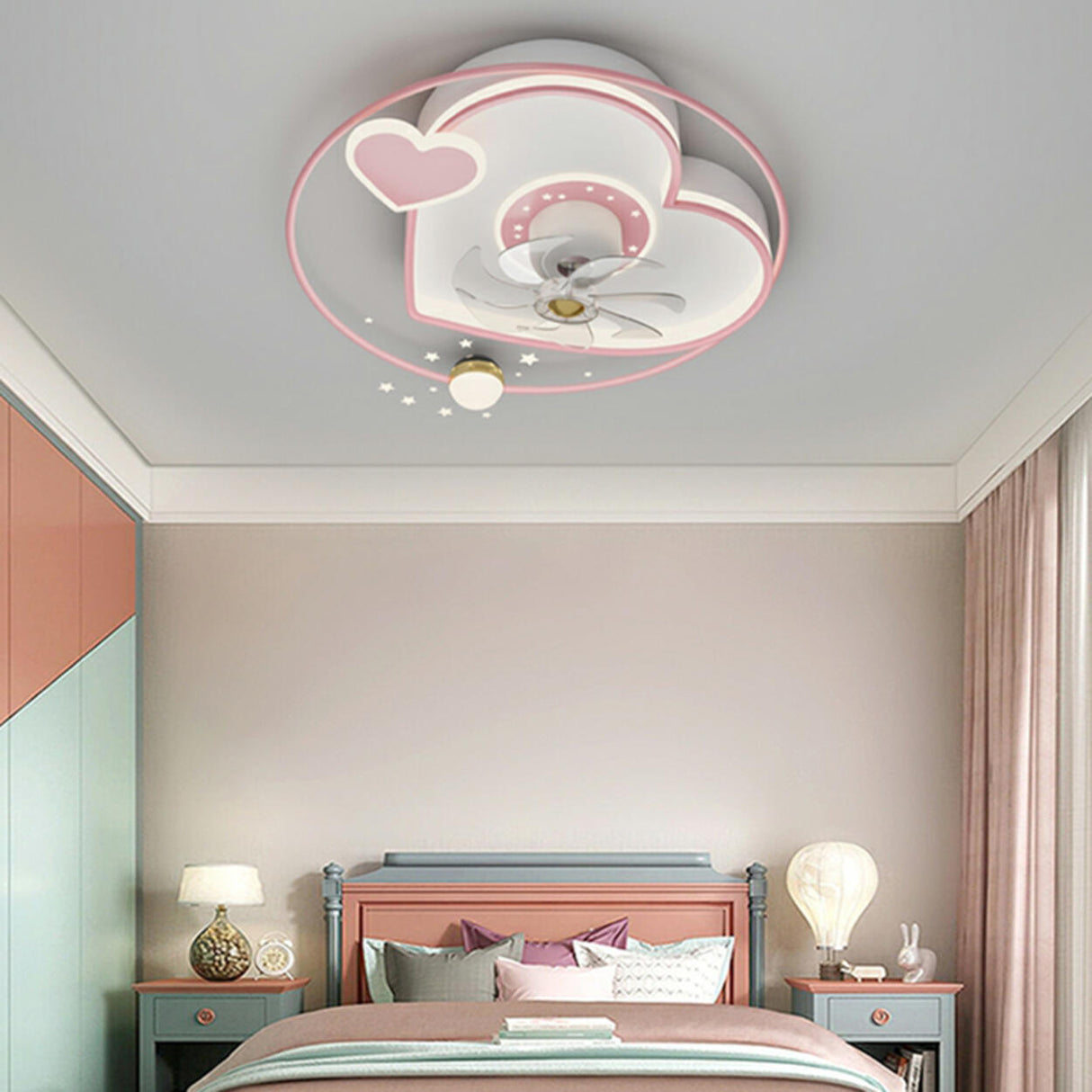 Kids Room Elegant Linear Flower Ceiling Fan with Light Image - 16