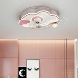 Kids Room Elegant Linear Flower Ceiling Fan with Light Image - 19