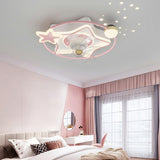 Kids Room Elegant Linear Flower Ceiling Fan with Light Image - 20