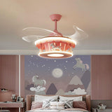 Kids Room Elegant Pink Carousel LED Ceiling Fan Light Image - 1