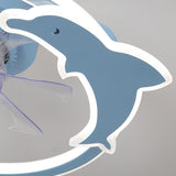 Kids Room Elegant Semi-Flush Dolphin Ceiling Fan Light Image - 10