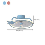 Kids Room Elegant Semi-Flush Dolphin Ceiling Fan Light #size