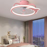 Kids Room Elegant Semi-Flush Dolphin Ceiling Fan Light Image - 3