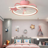 Kids Room Elegant Semi-Flush Dolphin Ceiling Fan Light Image - 4