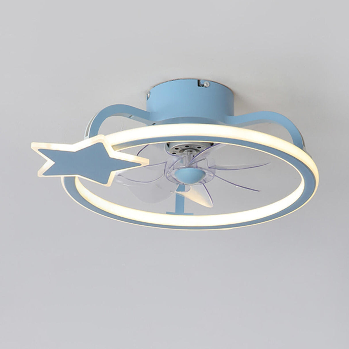 Kids Room Elegant Semi-Flush Dolphin Ceiling Fan Light Image - 7