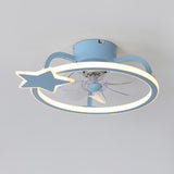 Kids Room Elegant Semi-Flush Dolphin Ceiling Fan Light Image - 7