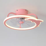 Kids Room Elegant Semi-Flush Dolphin Ceiling Fan Light Image - 8