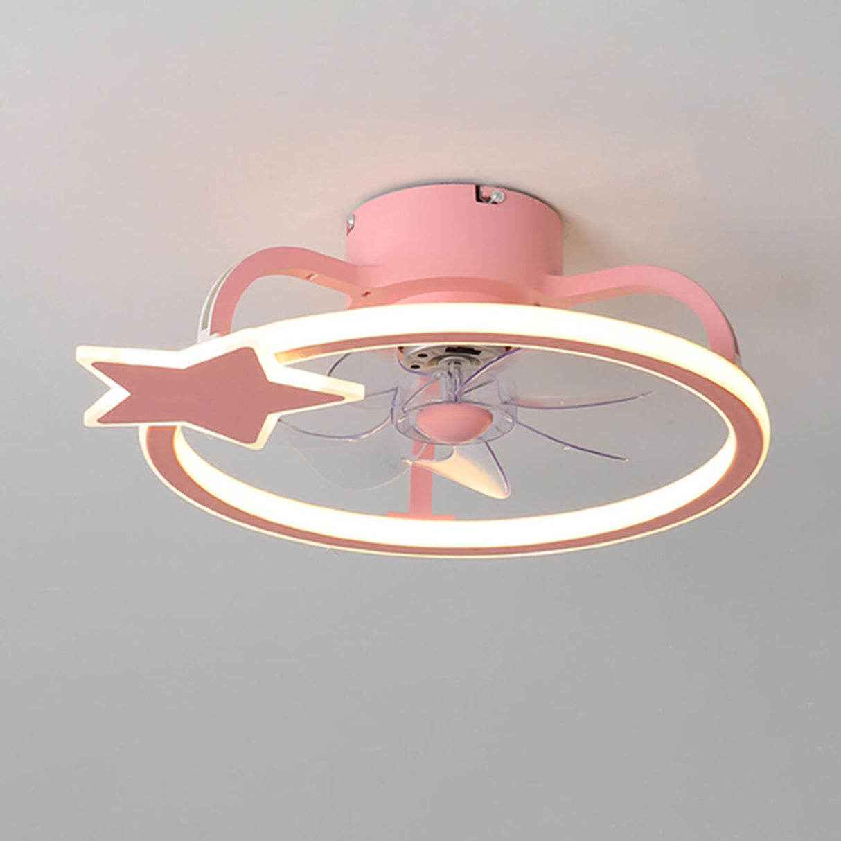 Kids Room Elegant Semi-Flush Dolphin Ceiling Fan Light Image - 9