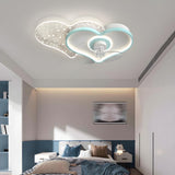 Kids Room Elegant Starry Heart Ceiling Fan with Light Image - 16