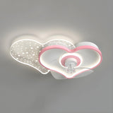 Kids Room Elegant Starry Heart Ceiling Fan with Light Image - 4