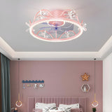 Kids Room Exquisite Bow Circle Ceiling Fan with Light Image - 1