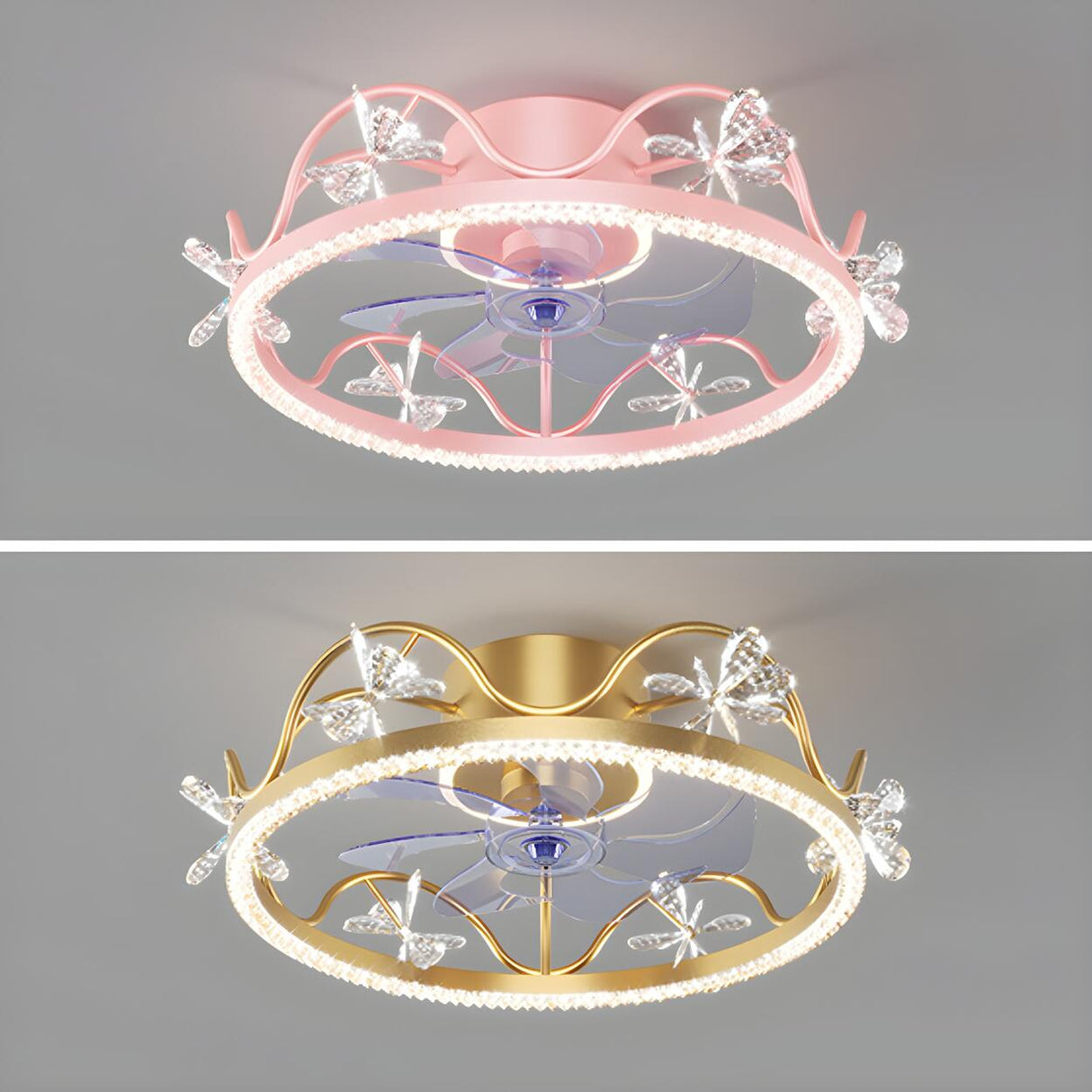 Kids Room Exquisite Bow Circle Ceiling Fan with Light Image - 10