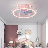 Kids Room Exquisite Bow Circle Ceiling Fan with Light Image - 14